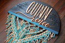 Load image into Gallery viewer, Half Moon Macrame Nursery Sign