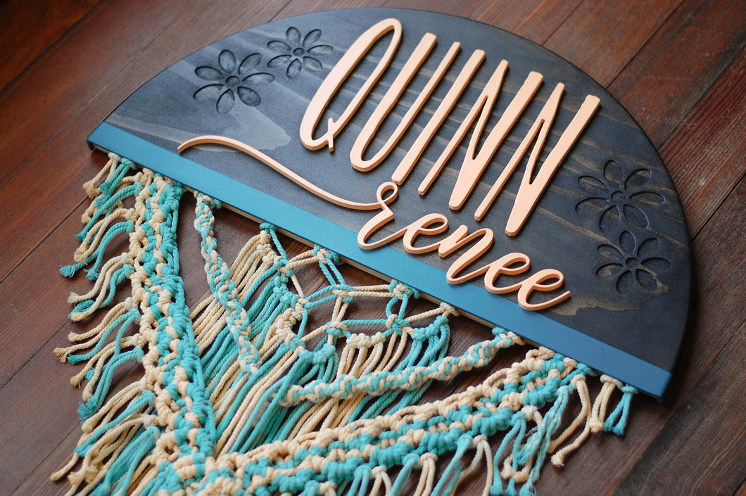 Half Moon Macrame Nursery Sign