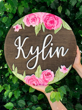 Load image into Gallery viewer, Hand Painted Floral Nursery Sign
